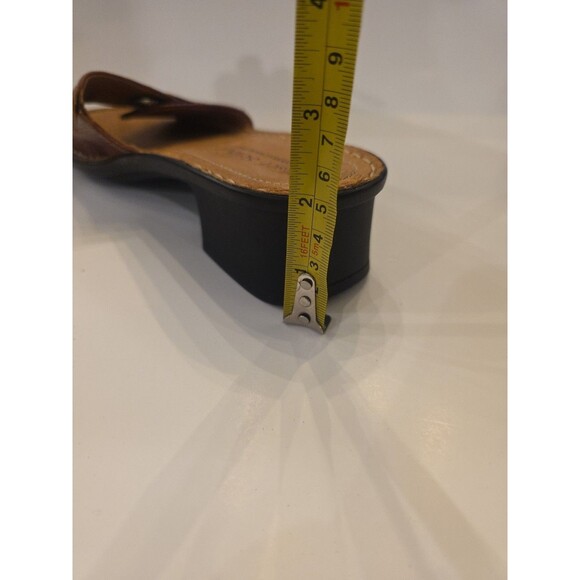 JOSEF SEIBEL Brown Leather Heeled Slide Sandals Size 38‎ US 7.5/8 Comfort Shoe - Picture 9 of 9